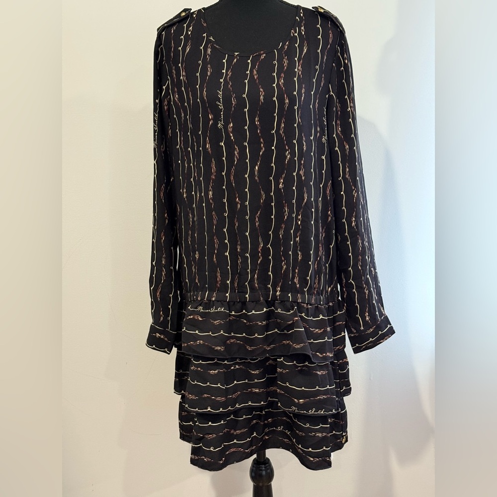 New Scotch&Soda Maison Scotch L “Club Voyage”  Patterned Ruffled Knee Length 367